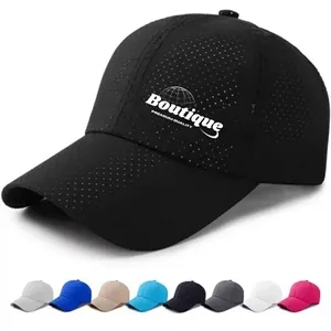 Breathable Perforated Baseball Cap With Curved Brim