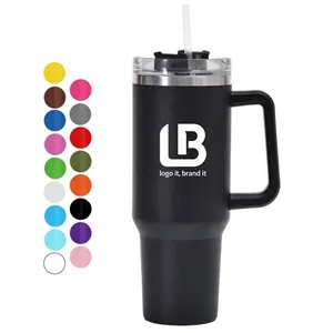 40 oz Insulated Tumbler with Handle, Lid & Straw