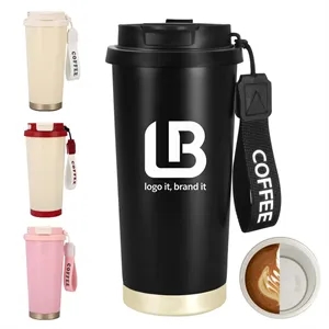 17 oz Insulated Coffee Tumbler with Dual-Use Lid & Strap