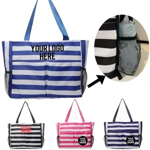 Striped Beach Waterproof Tote Pool Bag for Women