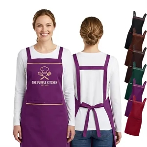 12 oz Woven knitted Kitchen Apron w/ Coloful Trim & 2 pocket
