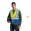 Hi Vis Reflective Class2 Mesh Blue Bottom Safety Pocket Vest | https://www.bestnamebadges.com
