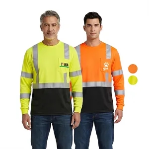Hi Viz 170gsm Cotton Knitted Class 3 Safety Pocket T-Shirt