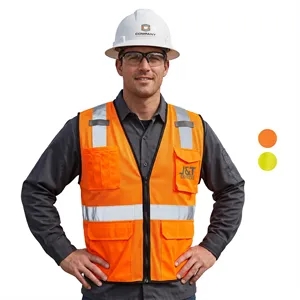 Hi Viz Class 2 Safety Zipper Vest Reflective X Back 4 Pocket