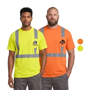 Hi Viz Poly-Cotton Knitted Safety Workwear Pocket T-Shirt