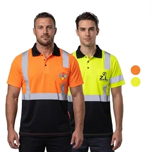 Hi Vis Color Block Breathable Reflective Safety Polo Shirt