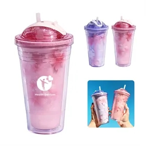 16oz Insulated Double Wall Travel Mug Lid Straw