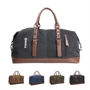 Canvas PU Leather Travel Tote Bag