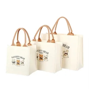 Structured Canvas Hand Tote Bag