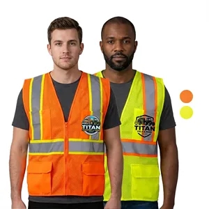 Hi Vis Class 2 Reflective Zipper Mesh Safety Vest 4 Pockets