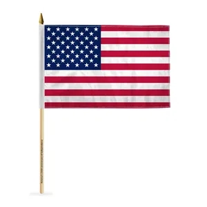USA Cotton Stick Flags with Printed Staff