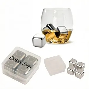 4 Pack Stainless Steel Ice Cubes Set in Case