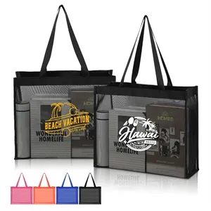 Large Reusable Nylon Mesh Tote Bag With Reinforced Handles