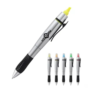 2 in 1 Plastic Ballpoint Pen W/ Highlighter