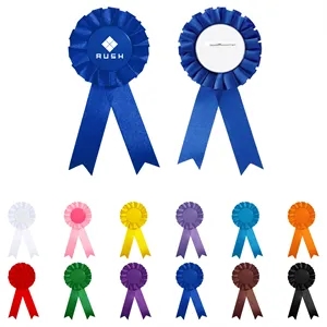 Round Shape Satin Ribbon Pin Award Badge
