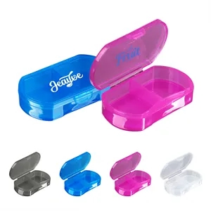 2 Compartments Plastic Small Pill Box With Lid