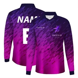 Custom Sublimated V Neck Collared Long Sleeve Soccer Jersey