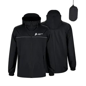 Men's Lightweight Waterproof Packable Hooded Rain Jacket