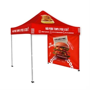 10' x 10' Custom Event Tent with Steel Frame & 1 Full Wall
