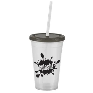 Garyline® Pioneer Insulated Tumbler with Straw - 16 oz. | https://www.bestnamebadges.com