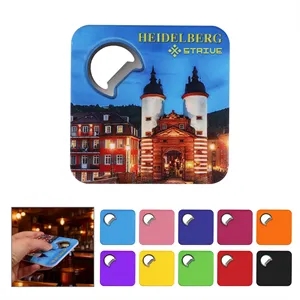 3.3" Full Color Custom Square Drink Coaster W/ Bottle Opener
