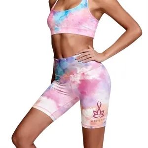 Custom Full Color Women's High Waist Yoga Shorts 
