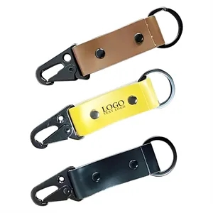 Custom PU Leather and Zinc Alloy Carabiner Keychain