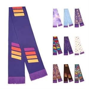 Full Color Knit Polyester Soccer Scarf W/ Tassels 57"x7"