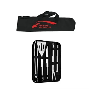 Stainless Steel Camping Bbq Tool Set With Storage Bag