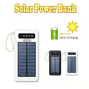 10000mah Portable Solar Power Bank With Built-In Cables