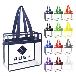 Clear PVC Zippered Stadium Bag W/ Handle