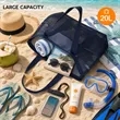 Large Mesh Beach Tote With Multi Pockets | https://www.bestnamebadges.com