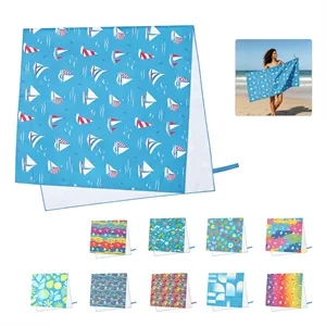 Full Color Microfiber Beach Towel W/ Hang Strap 60"x30"