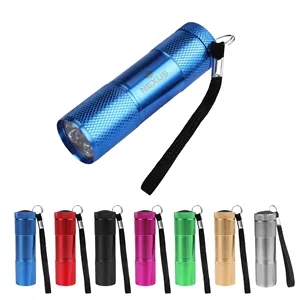 9 LED Mini Aluminum Flashlight W/ Lanyard