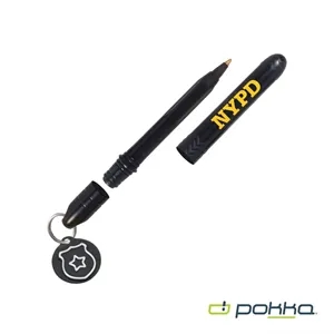 Pokka® Pocket Pen w/Dock & Chrome Keyring & Charm in Tin Box