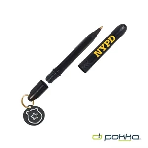Pokka® Pocket Pen w/Dock & Gold Keyring & Charm in Tin Box