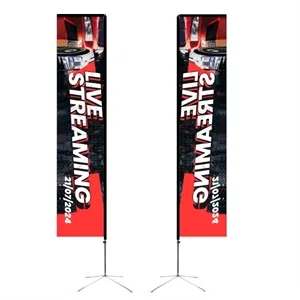 15' Double Sided Marketing Rectangle Flag W/ Premier X Base