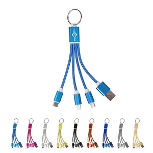 3 In 1 Light Up Muti Charging Cable With Key Ring