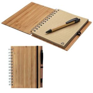 Bamboo Notebook and Pen | https://www.bestnamebadges.com