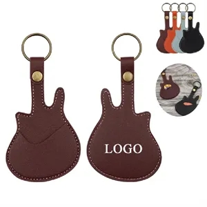 PU Leather Guitar Pick Case Keychain