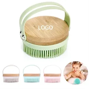 Bamboo Silicone Handheld Shower Brush - Soft Exfoliating