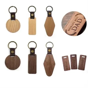 Natural Wood & Leather Keychain