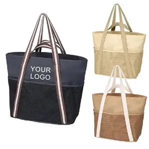 Water-Repellent Beach Tote with Zipper 8 Pockets