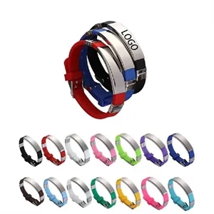 Silicone & Titanium Steel Engravable Sports Wristband
