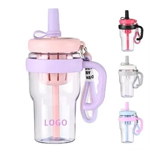 23 oz Plastic Travel Tea Mug with Lid and Straw