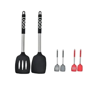 2-Pack Silicone Solid Turner with 18/8 Stainless Handle