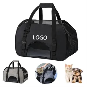 Foldable Dog Travel Tote Carrier - Mesh/Oxford, Black/Gray