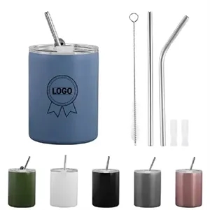10 oz Stainless Steel Insulated Tumbler with Lid & Straw