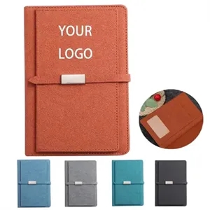 A5 PU Cover Lined Notebook - Magnetic Closure
