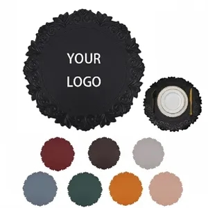 Round Faux Leather Placemat 15 Inch Heat Resistant